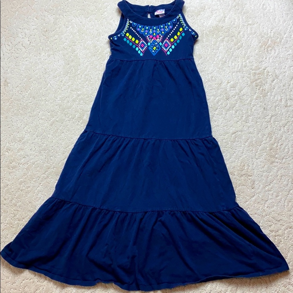 Justice boho long maxi navy tank top dress